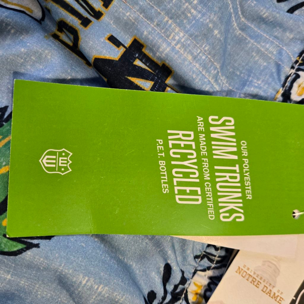 Men's Wes and Willy Notre Dame Fighting Irish Swim Trunks XL Blue Green NWT - Picture 13 of 14